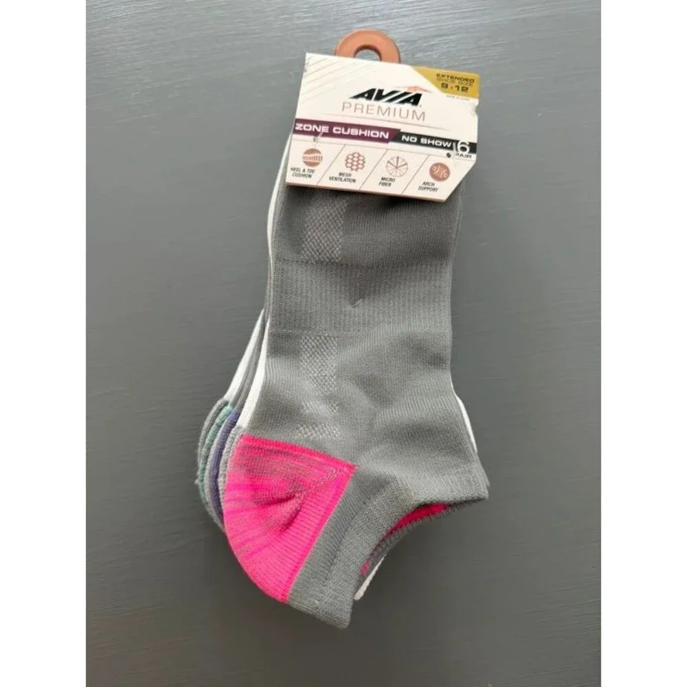 Avia premium zone cushion no show socks 6 pairs women’s shoe size 9-12